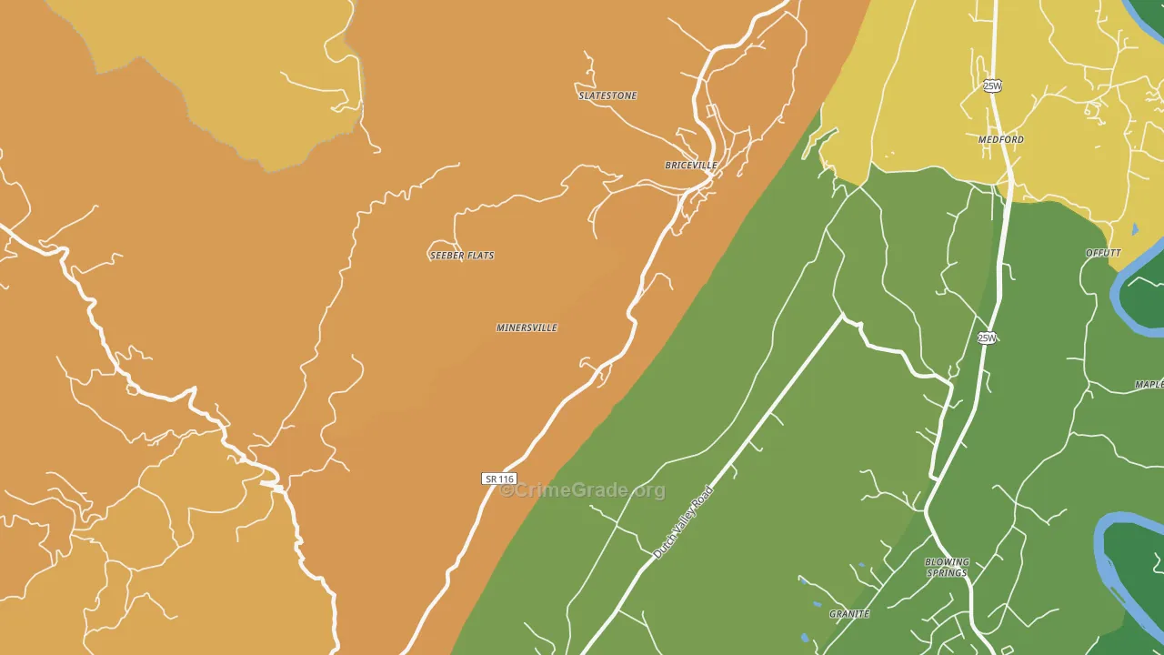 Seeber Flats, TN Map of Murder Rates