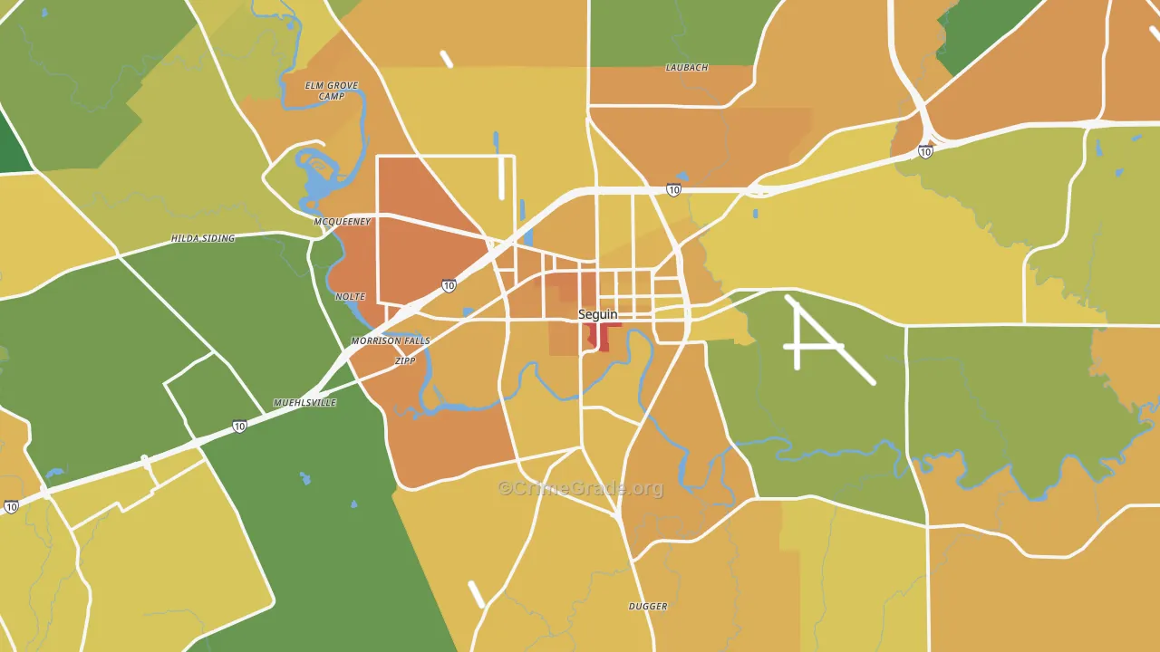 Seguin, TX Map of Murder Rates