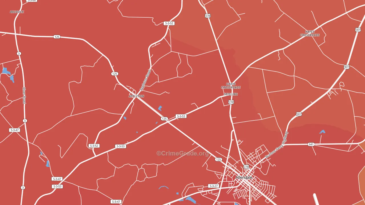 Seigling, SC Map of Murder Rates