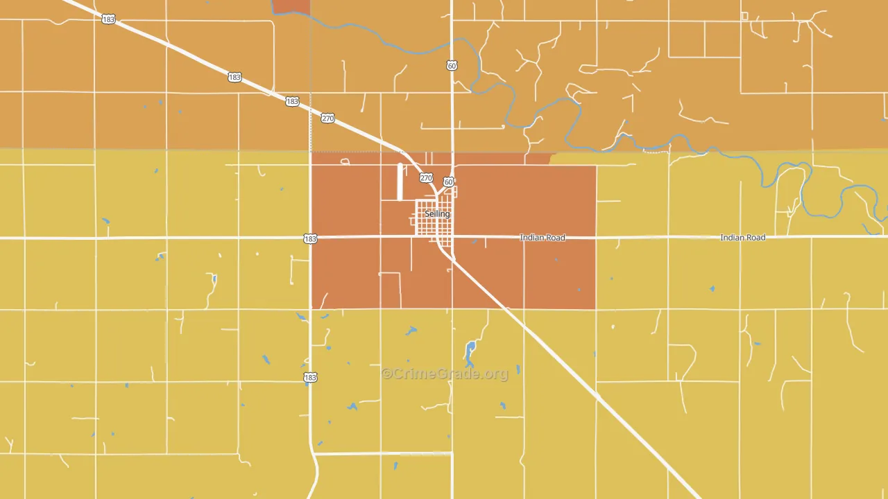 Seiling, OK Map of Murder Rates