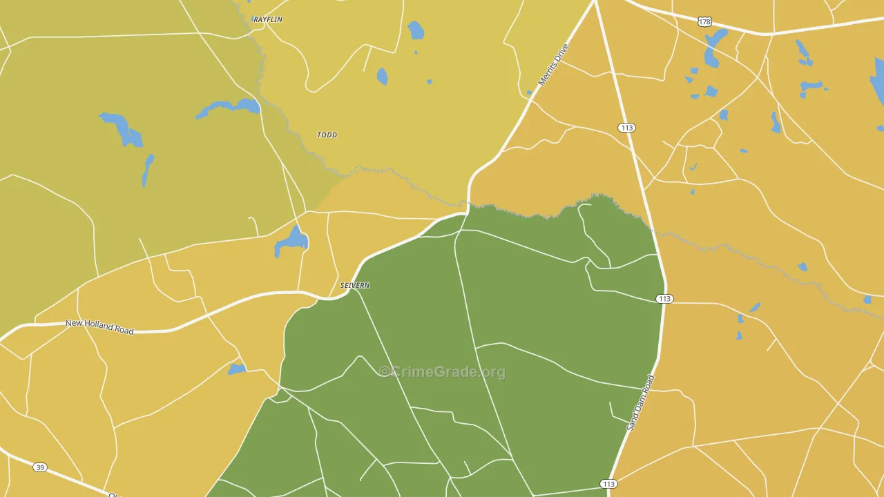 Seivern, SC Map of Murder Rates