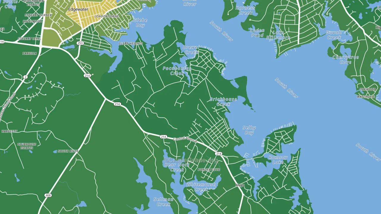 Selby-on-the-Bay, Mayo, MD Map of Murder Rates