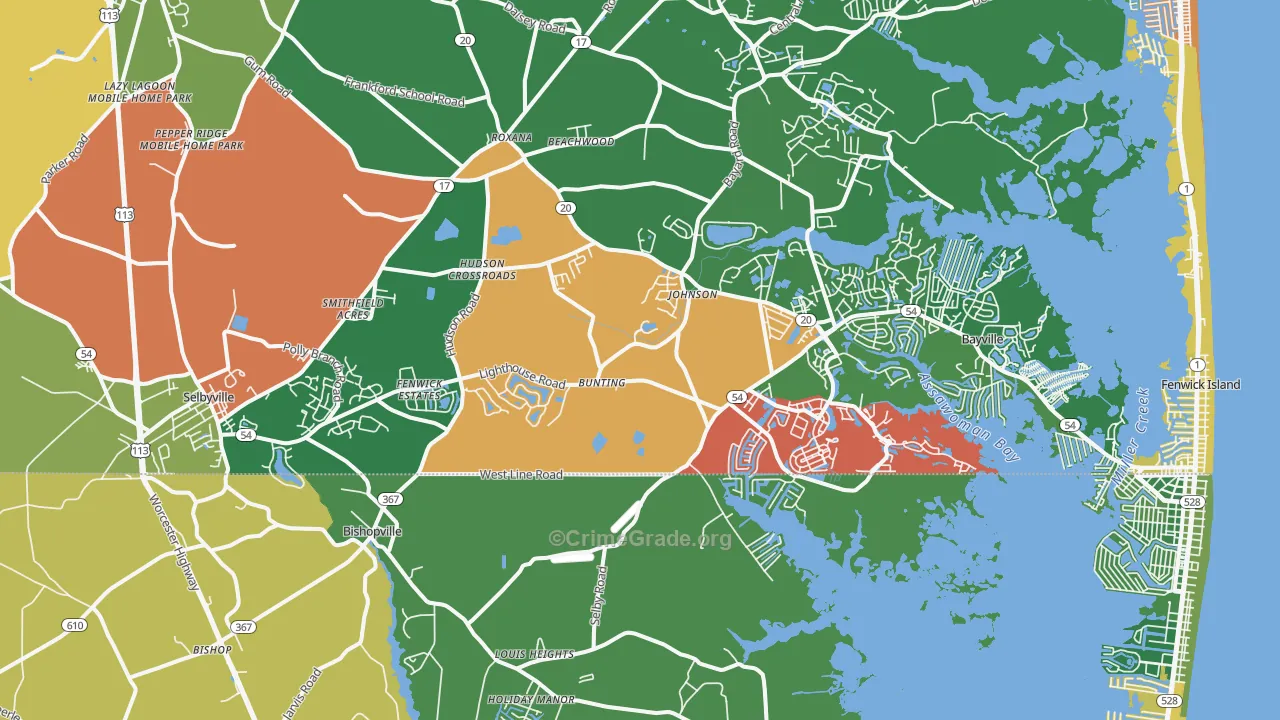 Selbyville, DE Map of Murder Rates
