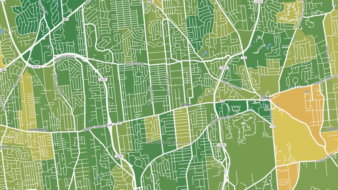 Selden, NY Map of Murder Rates