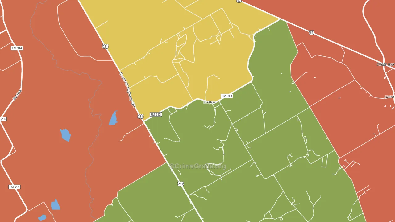 Selden, TX Map of Murder Rates
