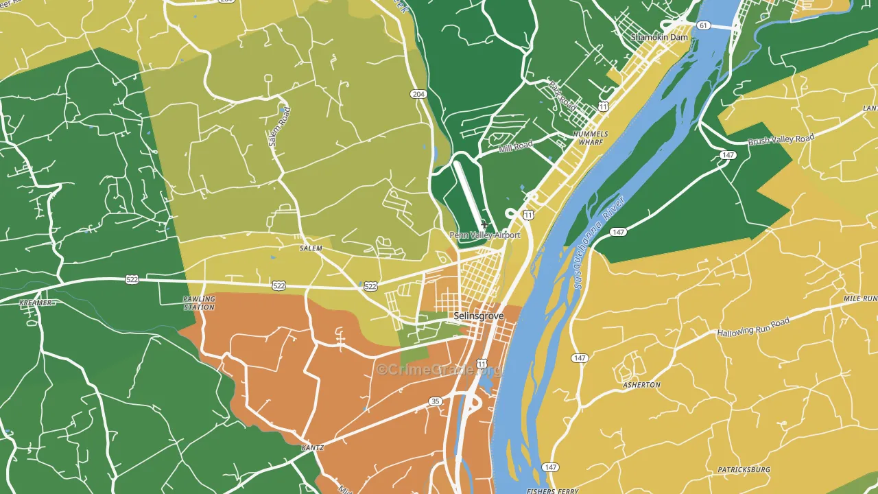 Selinsgrove, PA Map of Murder Rates