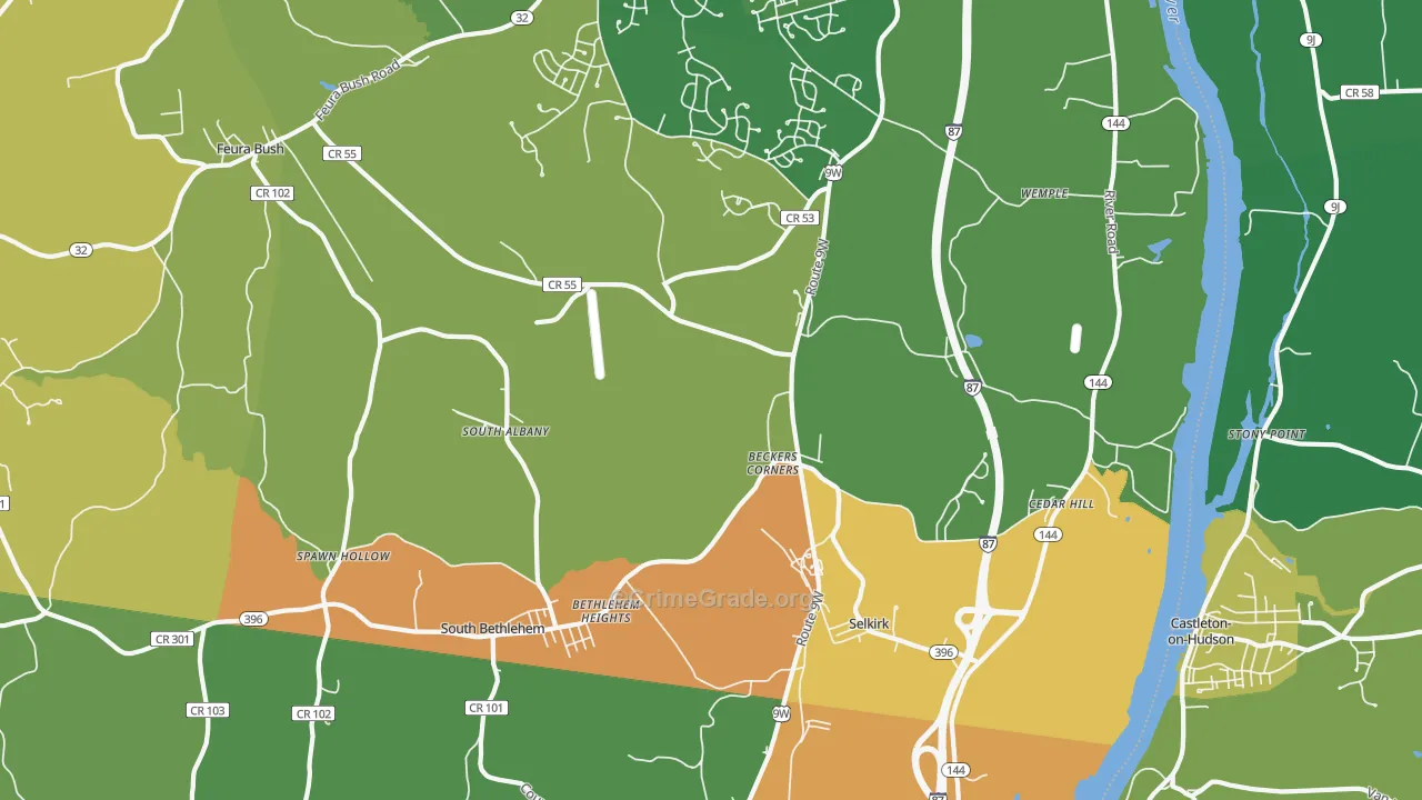 Selkirk, NY Map of Murder Rates