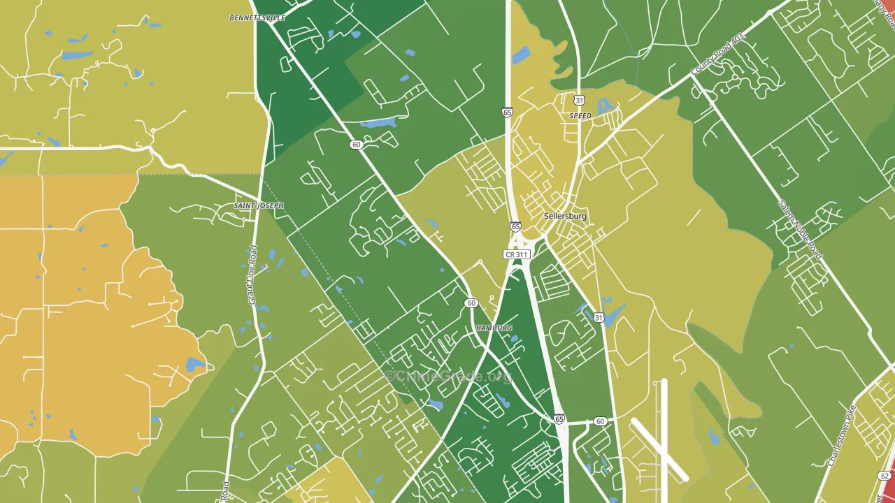 Sellersburg, IN Map of Murder Rates