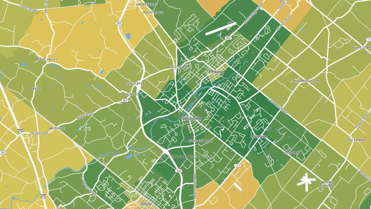 Sellersville, PA Map of Murder Rates