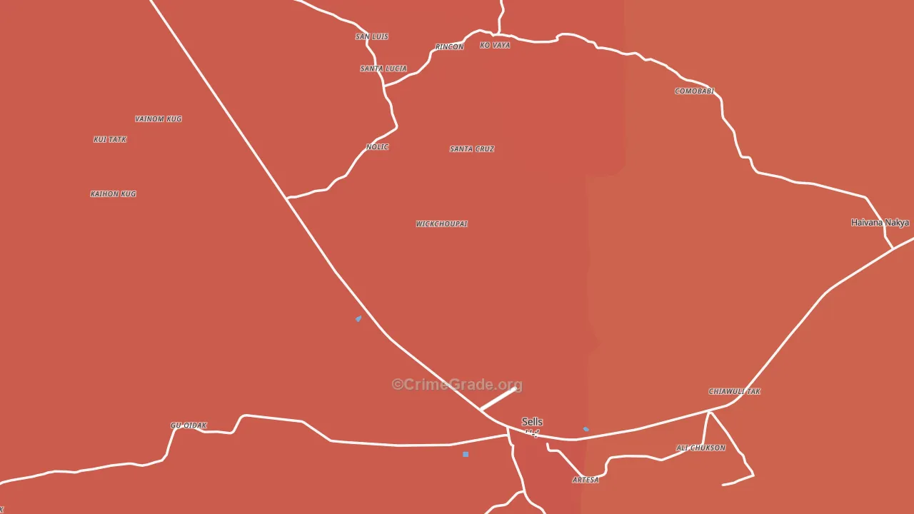Sells, AZ Map of Murder Rates