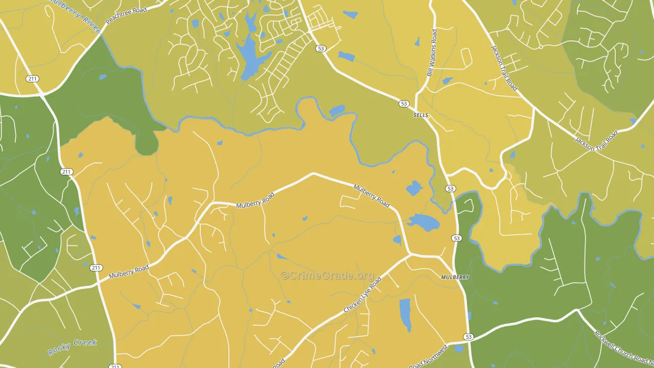 Sells, GA Map of Murder Rates