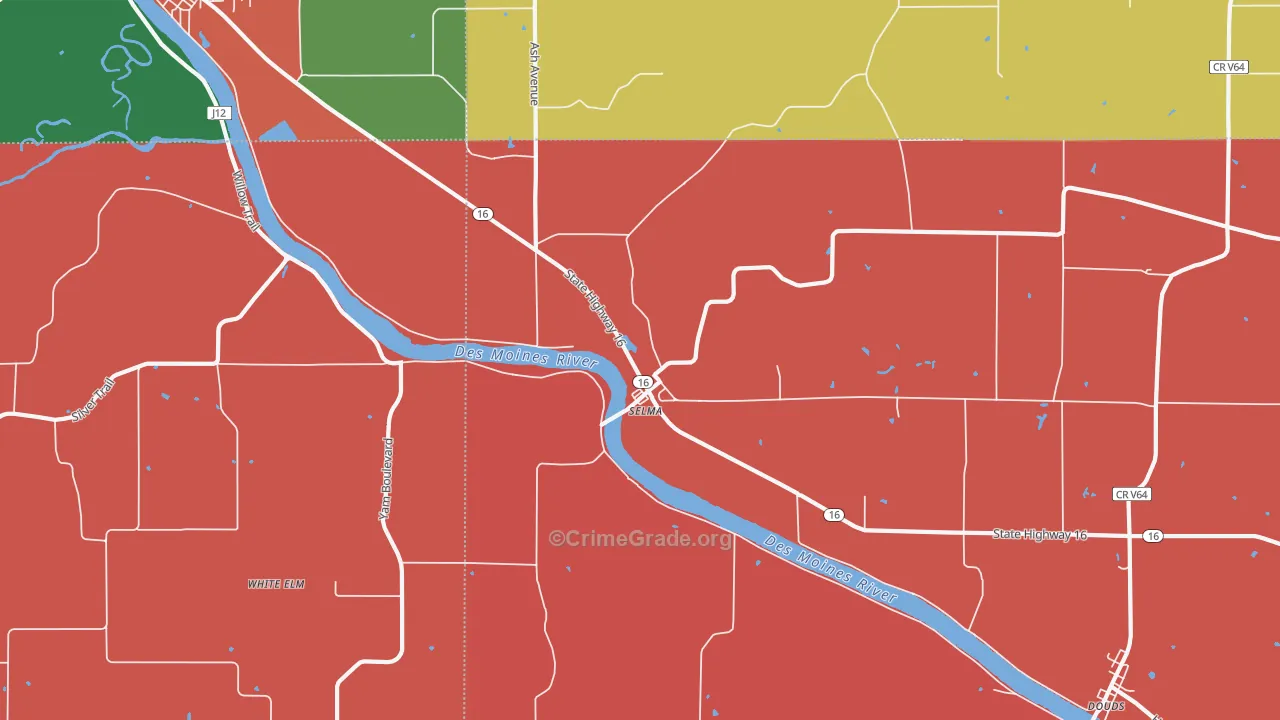 Selma, IA Map of Murder Rates