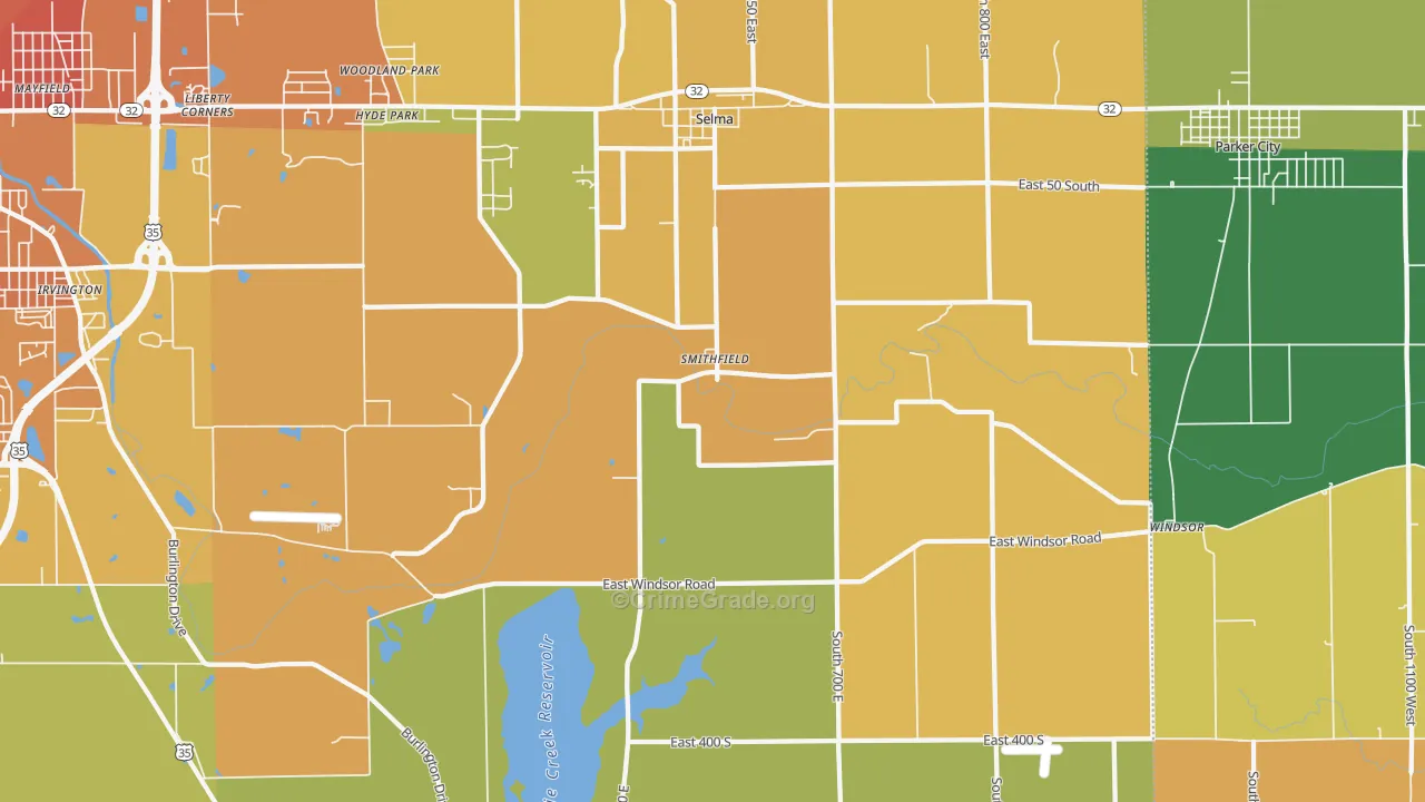 Selma, IN Map of Murder Rates