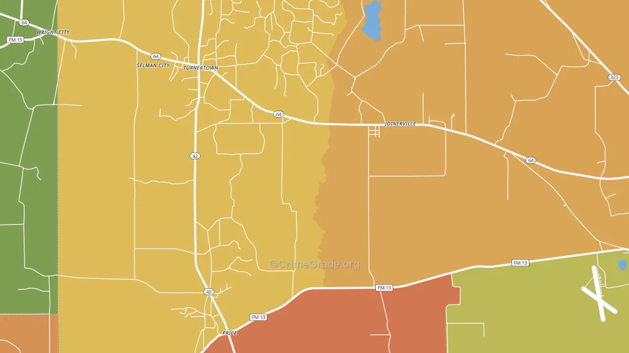 Selman City, TX Map of Murder Rates