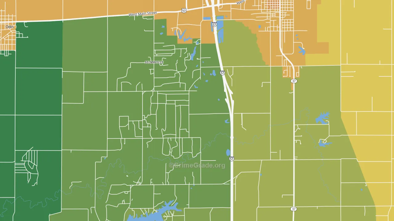 Selmaville, IL Map of Murder Rates