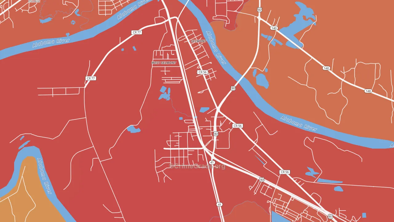 Selmont-West Selmont, AL Map of Murder Rates