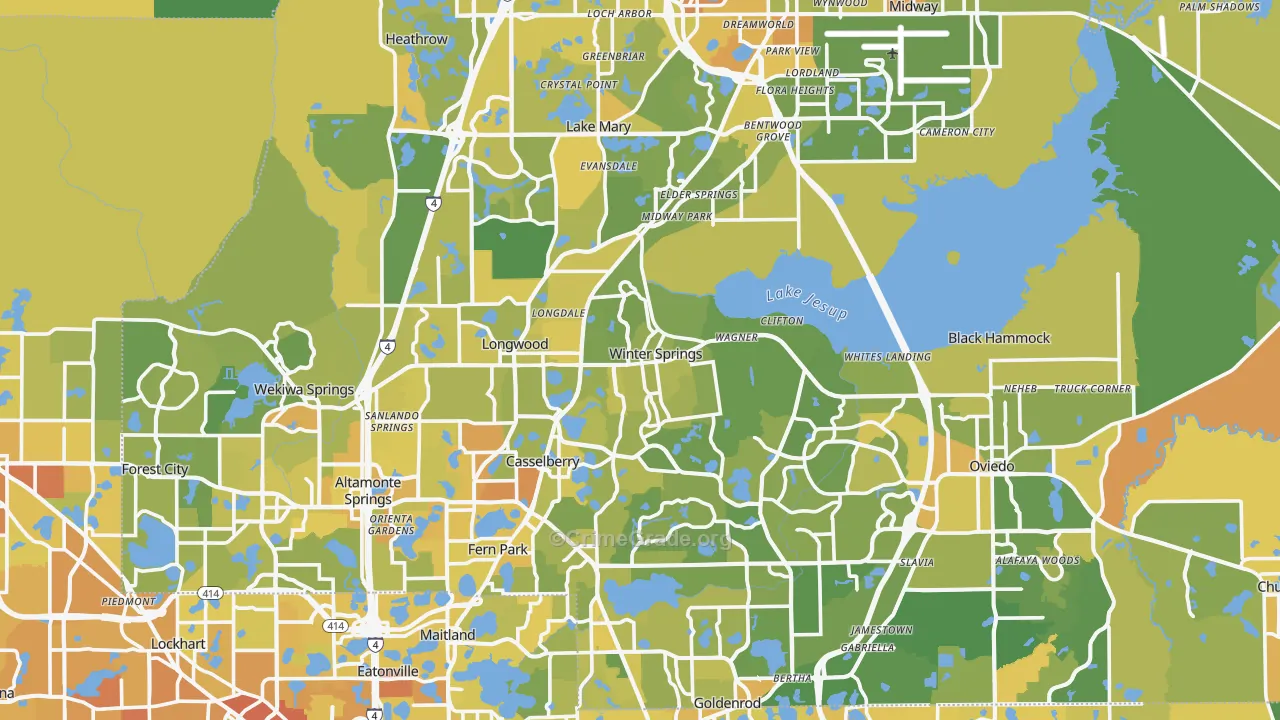 Seminole County, FL Map of Murder Rates