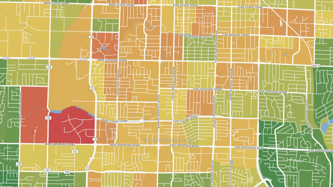 Seminole Holland, Springfield, MO Map of Murder Rates