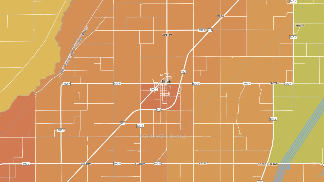 Senath, MO Map of Murder Rates