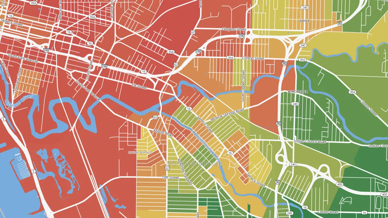 Seneca, Buffalo, NY Map of Murder Rates