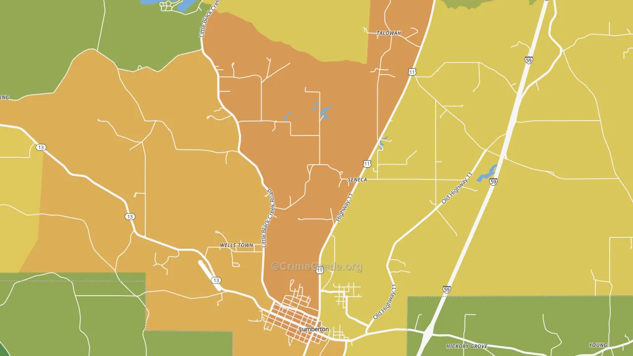 Seneca, MS Map of Murder Rates