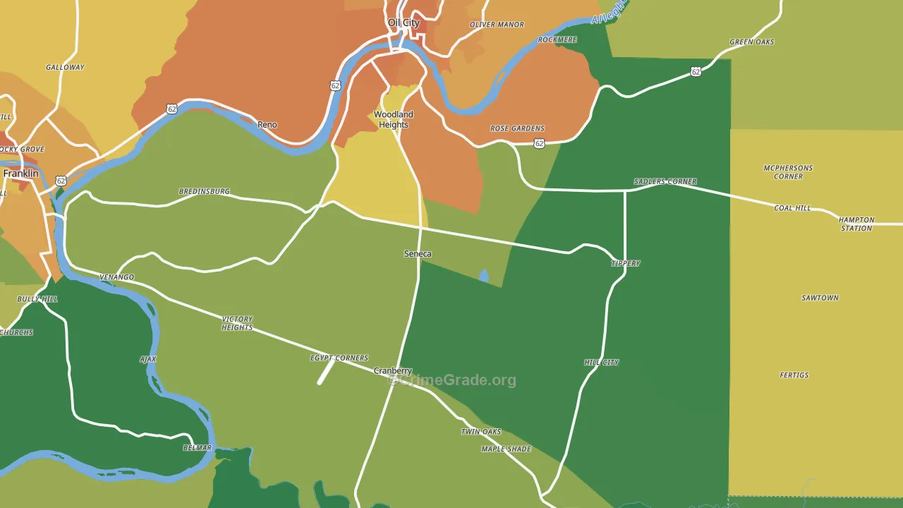 Seneca, PA Map of Murder Rates