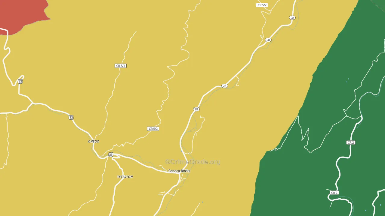 Seneca Rocks, WV Map of Murder Rates