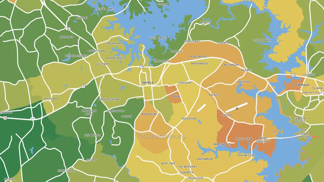 Seneca, SC Map of Murder Rates