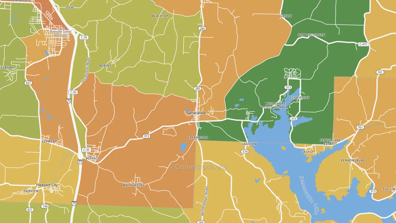 Senecaville, OH Map of Murder Rates