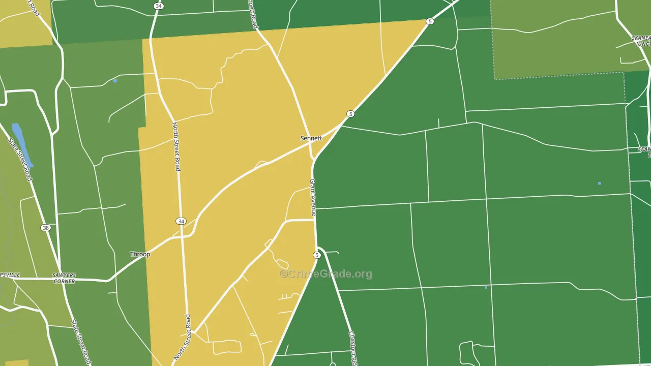Sennett, NY Map of Murder Rates