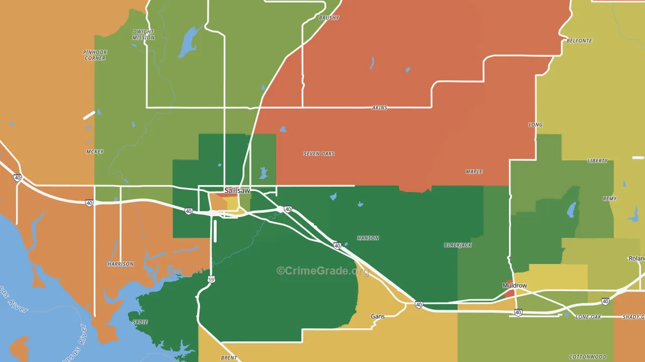 Sequoyah County, OK Map of Murder Rates