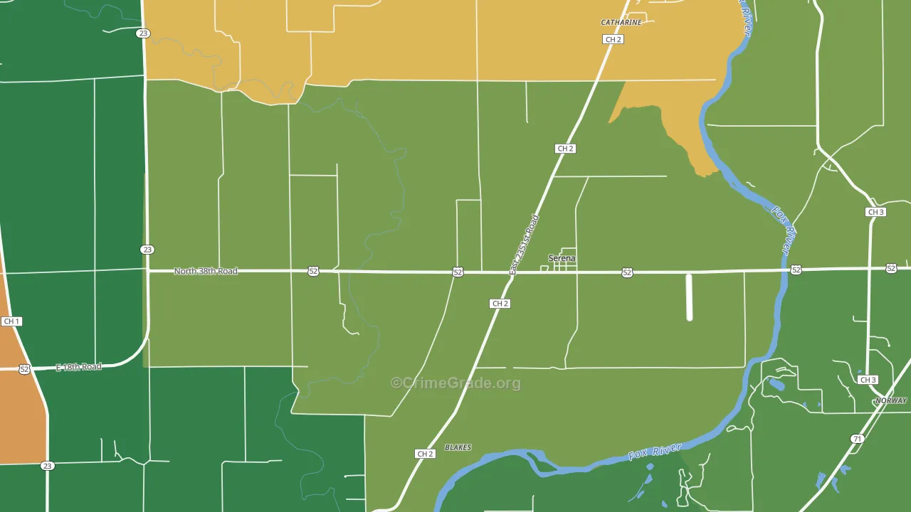 Serena, IL Map of Murder Rates