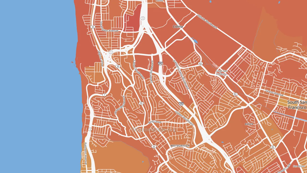 Serramonte, Daly City, CA Map of Murder Rates