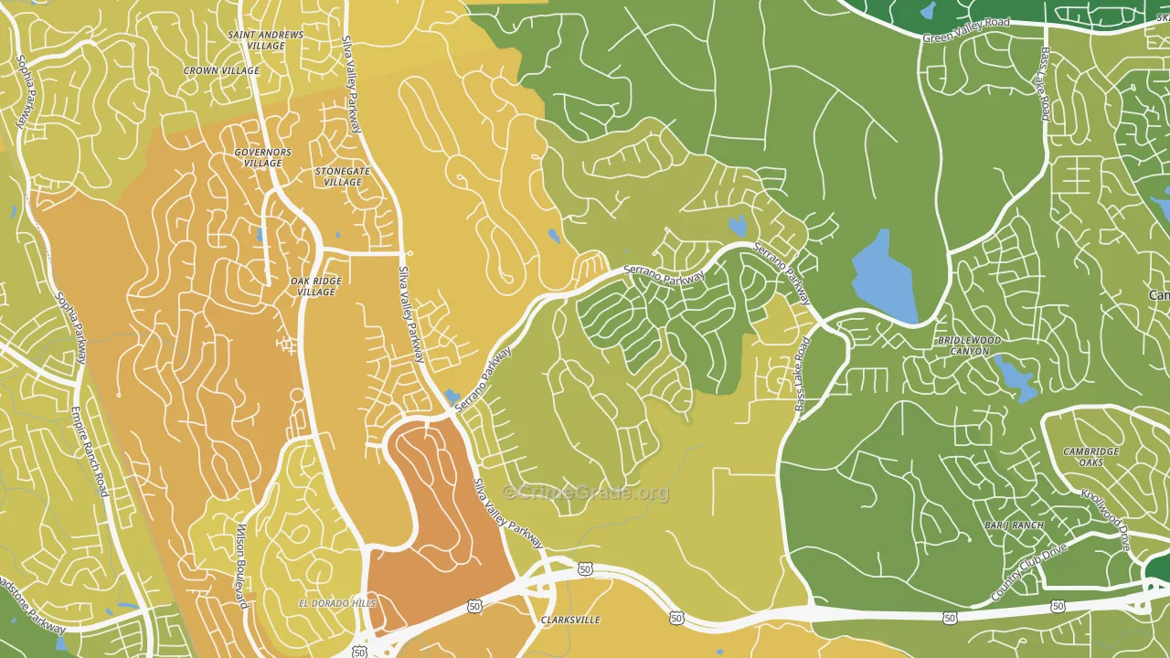 Serrano Village, El Dorado Hills, CA Map of Murder Rates