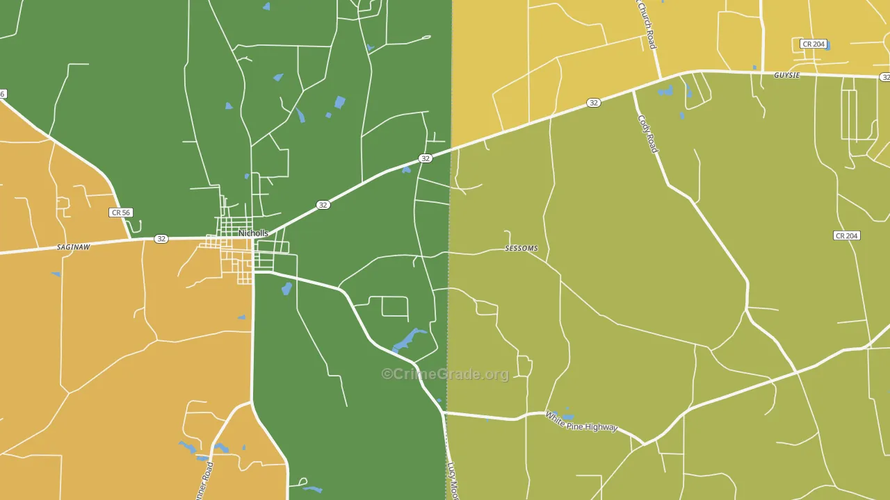 Sessoms, GA Map of Murder Rates