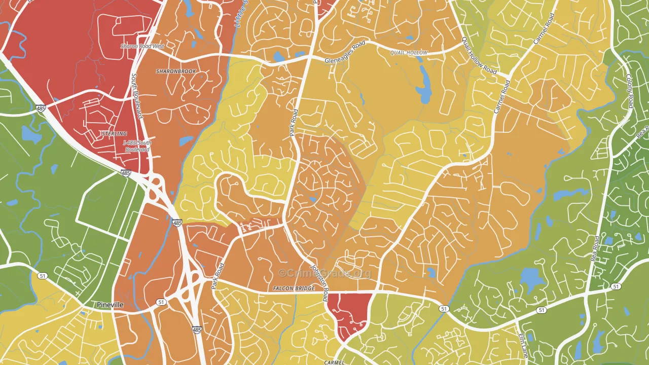 Seven Eagles, Charlotte, NC Map of Murder Rates