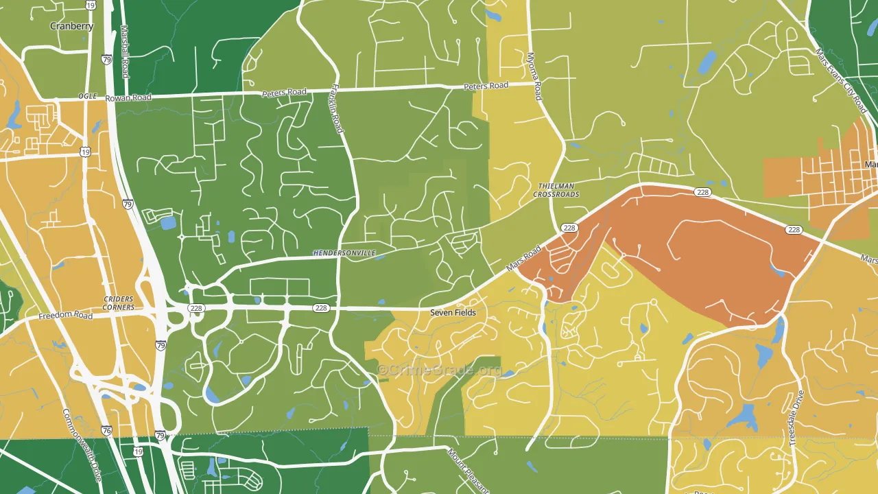 Seven Fields, PA Map of Murder Rates