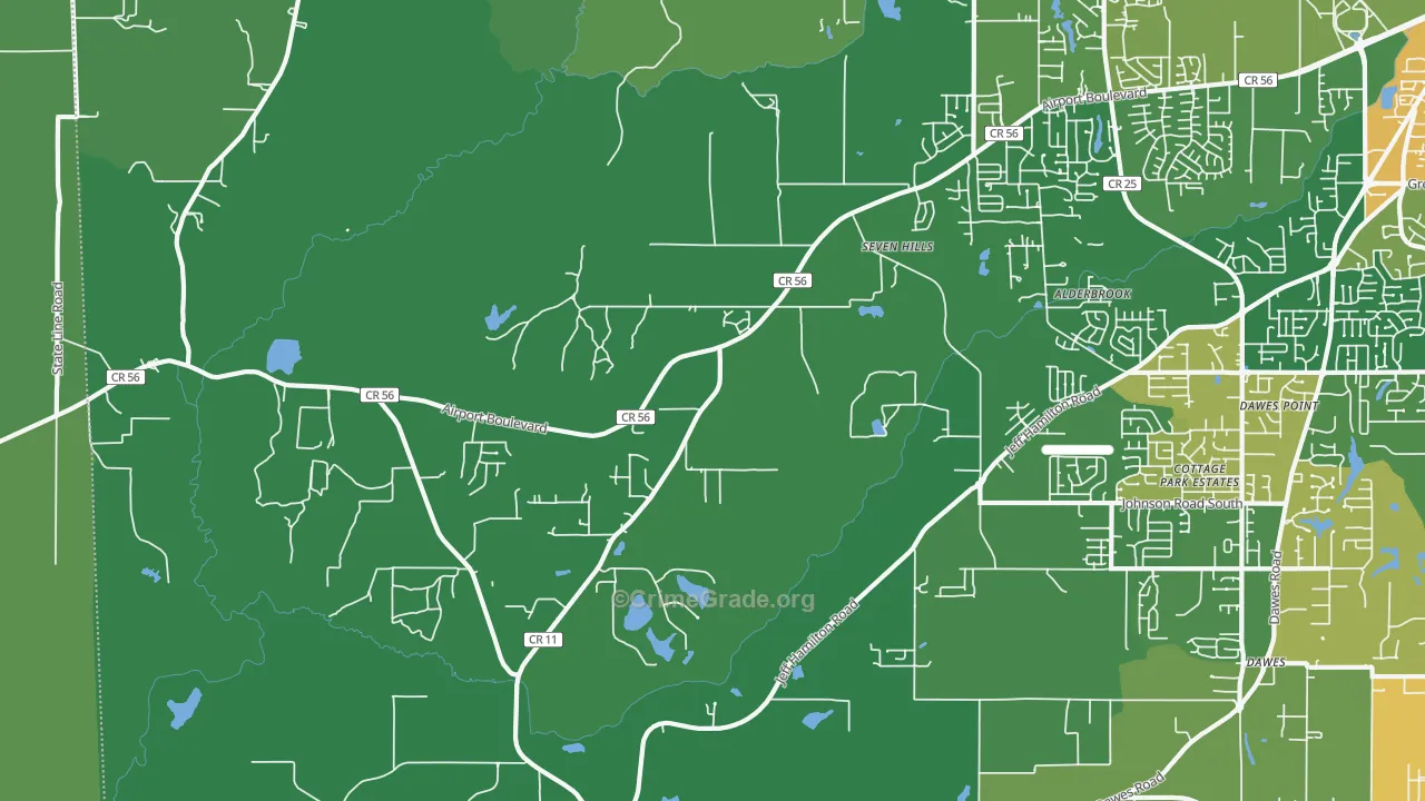 Seven Hills, AL Map of Murder Rates
