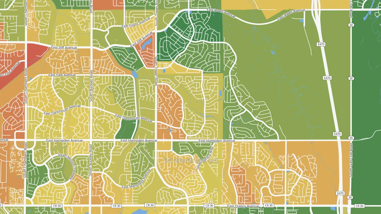 Seven Hills, Aurora, CO Map of Murder Rates