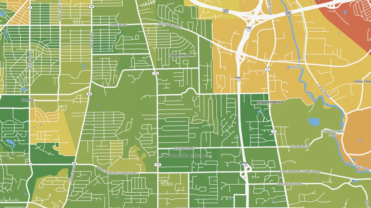 Seven Hills, OH Map of Murder Rates