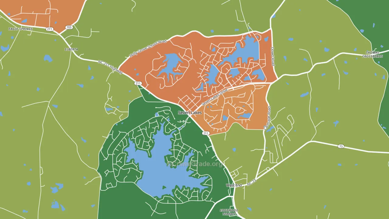 Seven Lakes, NC Map of Murder Rates