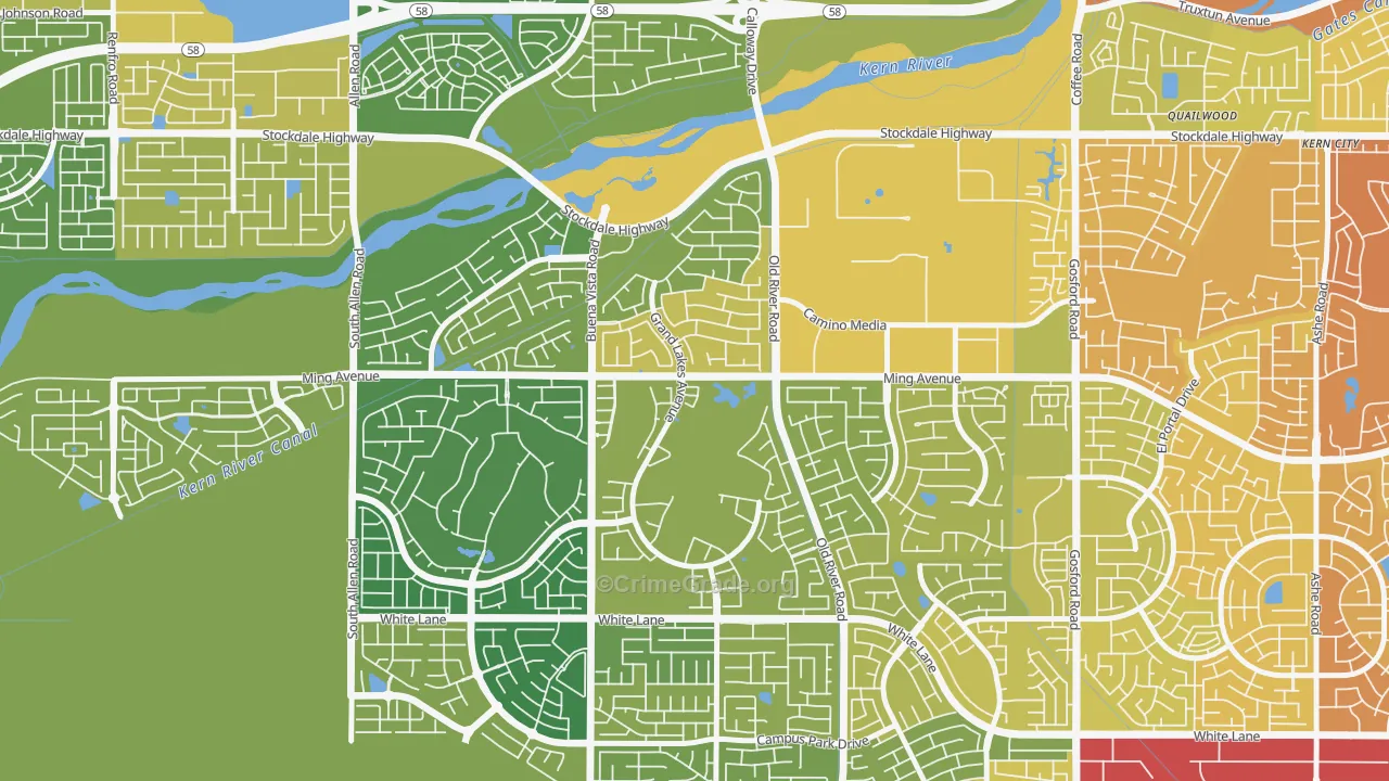 Seven Oaks, Bakersfield, CA Map of Murder Rates