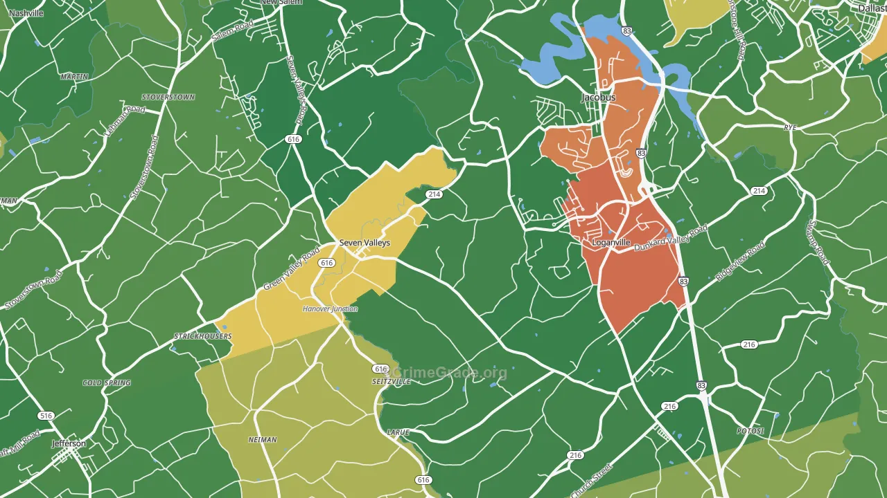 Seven Valleys, PA Map of Murder Rates