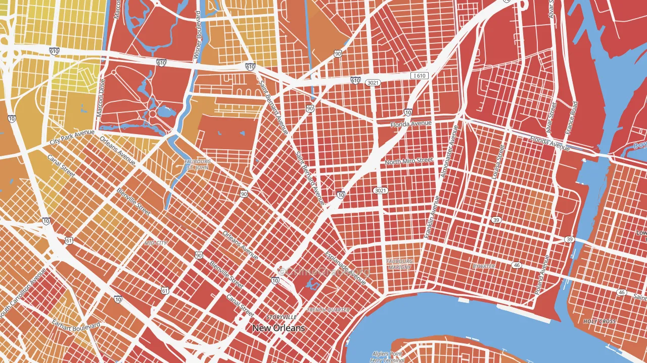 Seventh Ward, New Orleans, LA Map of Murder Rates