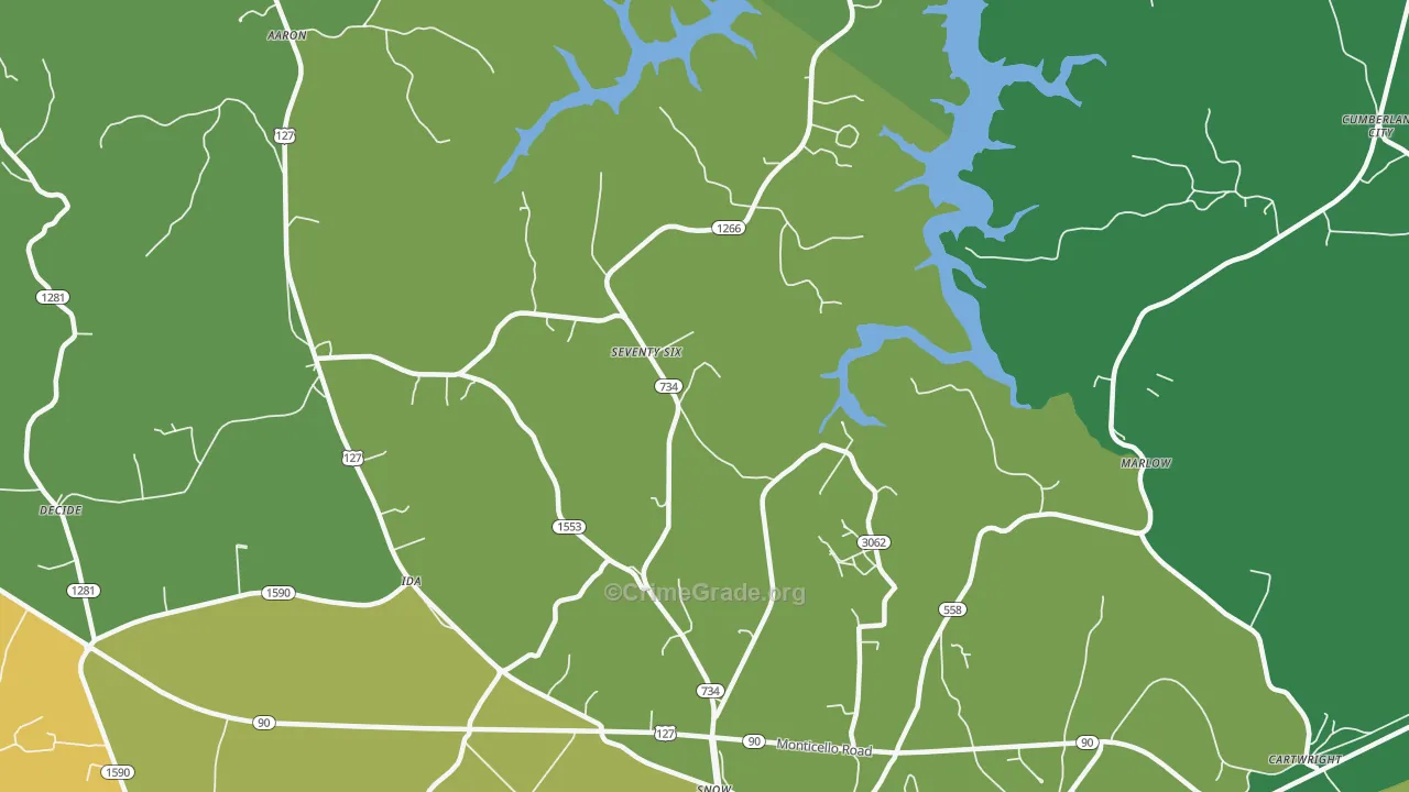 Seventy Six, KY Map of Murder Rates
