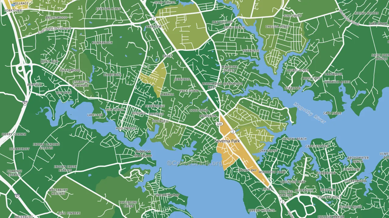 Severna Park, MD Map of Murder Rates