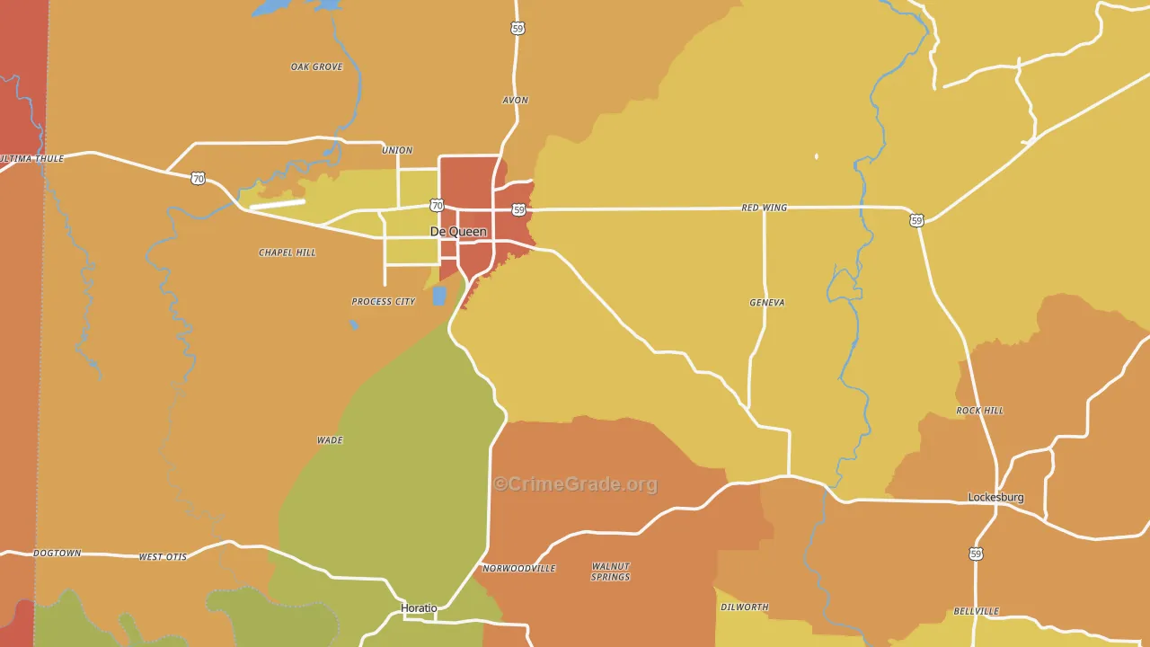 Sevier County, AR Map of Murder Rates