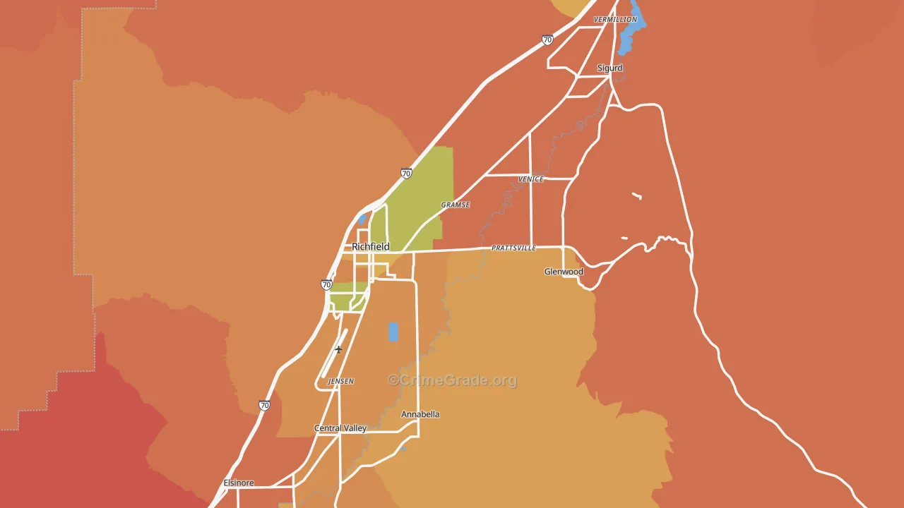 Sevier County, UT Map of Murder Rates