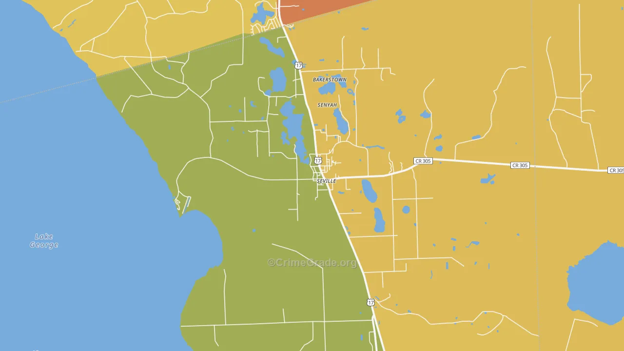 Seville, FL Map of Murder Rates