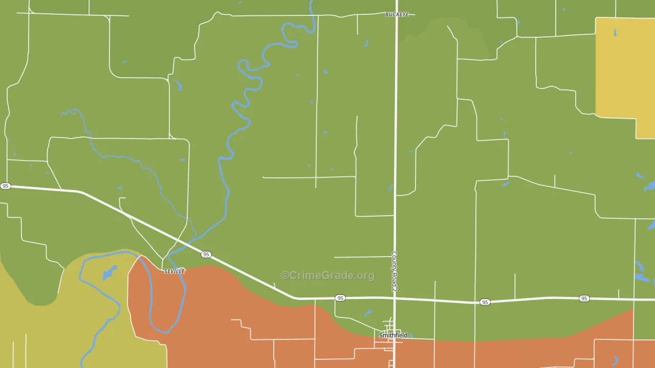 Seville, IL Map of Murder Rates